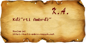 Kürti Ambró névjegykártya